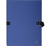 Exacompta 10 Cartelle Soffietto Carta Effetto Tela Blu Scuro