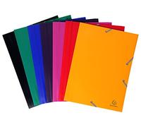 Exacompta - Rif 559000E - Cartellina in polipropilene con 3 lembi in polipropilene opaco con elastico per documenti A4, 0,5 mm, adatta per riservatezza - colori assortiti (confezione da 10)