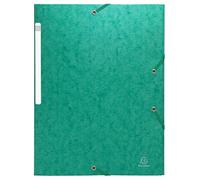 Exacompta - Réf. 55750E - Paquet de 10 Chemises SCOTTEN à 3 rabats avec élastique 24x32 cm en carte lustrée avec gaufrage 425g monobloc permet de contenir jusqu’à 3,5 cm de documents - vert