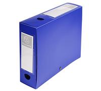 Exacompta - rif. 59832E - 10 scatole per archivio con bottone a pressione in PP opaco - dorso 80 mm - portaetichette sui 2 lati - per formato A4-25X33cm - colore blu - consegnate stese