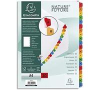Exacompta 1111E - Confezione da 10 divisori in cartone A-Z per DIN A4, 20 pezzi, altezza totale 21 x 29,7 cm, colore bianco, linguette rinforzate colorate con lato indice, divisori divisori, divisori
