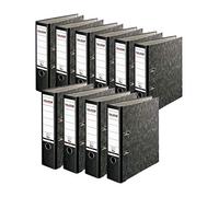 Exacompta 11286523001F FALKEN Recycling Plus - Raccoglitore a leva, adatto per documenti A4, dorso 80 mm, etichetta dorso, foro per dito in metallo, confezione da 10, colore: nero