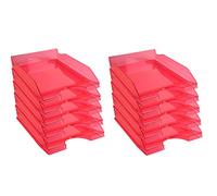 Exacompta - rif. 12354D - confezione da 10 vaschette portacorrispondenza ECOTRAY - dimensioni 34X25X6,5cm - per documenti in formato A4+ - colore rosa fragola traslucido