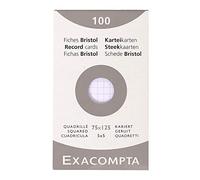Exacompta 13201E Etui refermable de 100 fiches bristol 7,5 x 12 cm quadrillée 5 x 5 non perforées Blanche