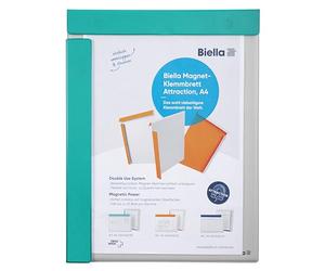 Exacompta 19393E Porta blocco con 2 alette magnetiche per uso verticale o orizzontale. Il supporto è magnetico e aderisce alle superfici metalliche. Formato 25x32,5 cm per A4 colore turchese