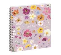 Exacompta 2208027E Agenda da ufficio Eurotime 22S a spirale Chemin des Marettes interno riciclato 18,5 x 22,5 cm Settimanale da dicembre 2025 a dicembre 2026 - Rosa