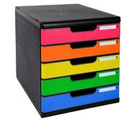Exacompta 301798D Cassettiere, Nero/Arlecchino Glossy, 35 x 28.8 x 32