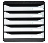 Exacompta 3097213D Cassettiera BIG-BOX PLUS GLOSSY, 5 cassetti aperti per formato fino a 24x32cm, Dimensioni (LxAxP) 27.8x27.1x34.7cm