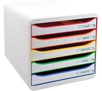 Exacompta 309913D Cassettiera BIG-BOX PLUS BLACK OFFICE, 5 cassetti aperti per formato fino a 24x32cm, Dimensioni (LxAxP) 27.8x27.1x34.7cm