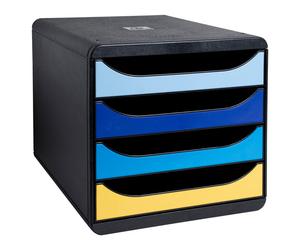 EXACOMPTA - 3104202D - Cassettiera Big Box Bee Blue - 4 cassetti A4 - nero-multicolore - Exacompta - 98603 - Conf. da 1 Pz. - 3104202D