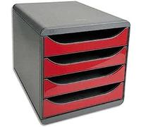 Exacompta 310718D Cassettiera BIG-BOX IDERAMA 4 cassetti aperti per formato fino a 24x32cm Dimensioni (LxAxP): 27,8x26,7x34,7cm Nero/Rosso carminio