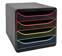 Exacompta 310914D Cassettiera BIG-BOX 1928 Climate Neutral 4 cassetti aperti per formato fino a 24x32cm Dimensioni (LxAxP): 27,8x26,7x34,7cm Nero/Arlecchino/Nero