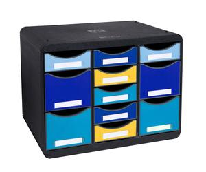 EXACOMPTA - 3137202D - Cassettiera Store-Box Multi Bee Blue - 11 cassetti - nero-multicolore - Exacompta - 98606 - Conf. da 1 Pz. - 3137202D
