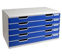 Exacompta 322003D Cassettiere, Grigio Chiaro/Blu, 35 x 57.6 x 32