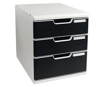 Cassettiera Modulo A4 - 35x28,8x32 cm - 3 cassetti - grigio/nero - Exacompta