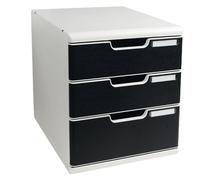 EXACOMPTA - 325014D - Cassettiera Modulo A4 - 28,8 x 32 x 35 cm - 3 cassetti - grigio-nero - Exacompta - 61954 - Conf. da 1 Pz. - 325014D