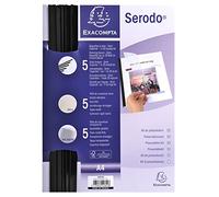 Exacompta 428432 - Set di presentazioni Serodo DIN A4: 5 guide nere da 3 mm, 5 coperchi avorio, 5 coperchi trasparenti in PVC 200, capacità fino a 30 fogli, ideale per candidature, cartelle, documenti