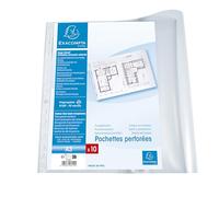 Exacompta 50 buste perforate PP liscio 9/100 mm apertura in alto incolore