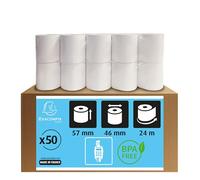 Bobines pour tickets de carte bancaire et terminal de paiement 57x46x12x24 - 1 pli thermique 55g/m