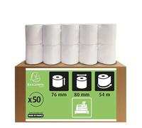 Exacompta 50 Rotoli Cassa 75mmx80mm 1 Velo 60g/m² Lunghezza 54 m
