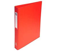 Exacompta - 51385E - Conf. da 10 Raccoglitori Foderati Polipropilene - 4 Anelli Tondi 25 mm in Terza di Copertina - Dorso 40 mm - F.to Esterno 25.5x32 cm per A4 - Colore Rosso
