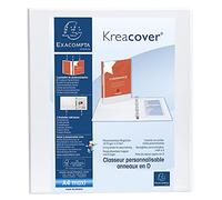 Exacompta - 51823E - 1 Raccoglitore Personalizzabile Kreacover - 2 Anelli a D 40 mm - Copertina Foderata PP con Tasca Fronte/Dorso/Retro - Dorso 64 mm - F.to Esterno 28.5x32 cm per A4 Maxi - Bianco