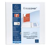 Exacompta - 51825E - 1 Raccoglitore Personalizzabile Kreacover - 2 Anelli a D 60 mm - Copertina Foderata PP con Tasca Fronte/Dorso/Retro - Dorso 90 mm - F.to Esterno 30x32 cm per A4 Maxi - Bianco