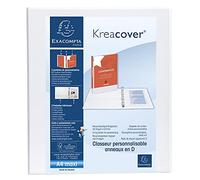 Exacompta - 51841E - 1 Raccoglitore Personalizzabile Kreacover - 4 Anelli a D 20 mm - Copertina Foderata PP con Tasca Fronte/Dorso/Retro - Dorso 38 mm - F.to Esterno 27.3x32 cm per A4 Maxi - Bianco