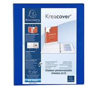 Exacompta - 51842BE - 1 Raccoglitore Personalizzabile Kreacover - 4 Anelli a D 30 mm - Copertina Foderata PP con Tasca Fronte/Dorso/Retro - Dorso 47 mm - F.to Esterno 27.7x32 cm per A4 Maxi - Blu