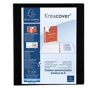 Exacompta - 51842NE - 1 Raccoglitore Personalizzabile Kreacover - 4 Anelli a D 30 mm - Copertina Foderata PP con Tasca Fronte/Dorso/Retro - Dorso 47 mm - F.to Esterno 27.7x32 cm per A4 Maxi - Nero