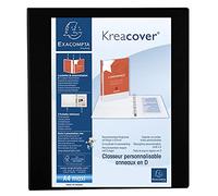 Exacompta - 51843NE - 1 Raccoglitore Personalizzabile Kreacover - 4 Anelli a D 40 mm - Copertina Foderata PP con Tasca Fronte/Dorso/Retro - Dorso 64 mm - F.to Esterno 28.5x32 cm per A4 Maxi - Nero
