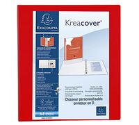Exacompta - 51843RE - 1 Raccoglitore Personalizzabile Kreacover - 4 Anelli a D 40 mm - Copertina Foderata PP con Tasca Fronte/Dorso/Retro - Dorso 64 mm - F.to Esterno 28.5x32 cm per A4 Maxi - Rosso