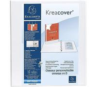 Exacompta - 51844E - 1 Raccoglitore Personalizzabile Kreacover - 4 Anelli a D 50 mm - Copertina Foderata PP con Tasca Fronte/Dorso/Retro - Dorso 75 mm - F.to Esterno 29.5x32 cm per A4 Maxi - Bianco