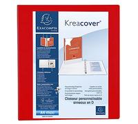 Exacompta - 51844RE - 1 Raccoglitore Personalizzabile Kreacover - 4 Anelli a D 50 mm - Copertina Foderata PP con Tasca Fronte/Dorso/Retro - Dorso 75 mm - F.to Esterno 29.5x32 cm per A4 Maxi - Rosso
