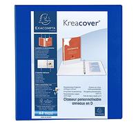 Exacompta - 51845BE - 1 Raccoglitore Personalizzabile Kreacover - 4 Anelli a D 60 mm - Copertina Foderata PP con Tasca Fronte/Dorso/Retro - Dorso 90 mm - F.to Esterno 30x32 cm per A4 Maxi - Blu
