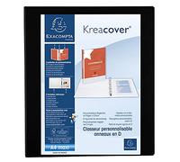 Exacompta - 51846BE - 1 Raccoglitore Personalizzabile Kreacover - 4 Anelli a D 25 mm - Copertina Foderata PP con Tasca Fronte/Dorso/Retro - Dorso 47 mm - F.to Esterno 27.7x32 cm per A4 Maxi - Nero