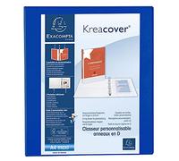 Exacompta - 51846BE - 1 Raccoglitore Personalizzabile Kreacover - 4 Anelli a D 25 mm - Copertina Foderata PP con Tasca Fronte/Dorso/Retro - Dorso 47 mm - F.to Esterno 27.7x32 cm per A4 Maxi - Blu