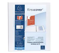 Exacompta - 51846E - 1 Raccoglitore Personalizzabile Kreacover - 4 Anelli a D 25 mm - Copertina Foderata PP con Tasca Fronte/Dorso/Retro - Dorso 47 mm - F.to Esterno 27.7x32 cm per A4 Maxi - Bianco