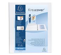 Exacompta - 51942E - 1 Raccoglitore Personalizzabile Kreacover - 4 Anelli a D 30 mm - Copertina Foderata PP con Tasca Fronte/Dorso - Dorso 47 mm - F.to Esterno 27.7x32 cm per A4 Maxi - Bianco