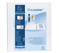 Exacompta - 51944E - 1 Raccoglitore Personalizzabile Kreacover - 4 Anelli a D 50 mm - Copertina Foderata PP con Tasca Fronte/Dorso - Dorso 75 mm - F.to Esterno 29.5x32 cm per A4 Maxi - Bianco