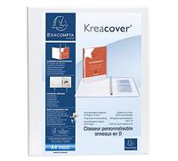Exacompta - 51946E - 1 Raccoglitore Personalizzabile Kreacover - 2 Anelli a D 25 mm - Copertina Foderata PP con Tasca Fronte/Dorso - Dorso 47 mm - F.to Esterno 27.7x32 cm per A4 Maxi - Bianco