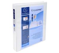 Exacompta - 51946E - 1 Raccoglitore Personalizzabile Kreacover - 4 Anelli a D 25 mm - Copertina Foderata PP con Tasca Fronte/Dorso - Dorso 47 mm - F.to Esterno 27.7x32 cm per A4 Maxi - Bianco