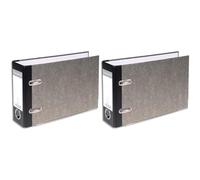 Exacompta 53111E, Cartella orizzontale a leva, In carta marmorizzata, Dorso 70-75 mm, Meccanica, Dimensioni esterne: 17.5 x 29 x 7 cm, Formato file A5 orizzontale, Colore grigio - dorso nero