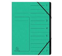 Exacompta 540703E Classificatore spillato con elastici 7 scomparti interni in carta riciclata nera. Archiviazione di documenti A4 Verde