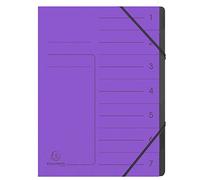 Exacompta 540708E Classificatore spillato con elastici 7 scomparti interni in carta riciclata nera. Archiviazione di documenti A4 Viola