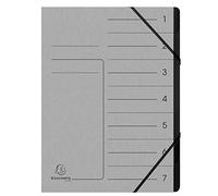 Exacompta 540711E Classificatore spillato con elastici 7 scomparti interni in carta riciclata nera. Archiviazione di documenti A4 Grigio