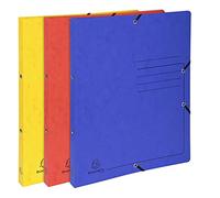 Exacompta - 542550E - Conf. da 5 Raccoglitori in Cartoncino Lustré Stampato 355 g/mq - Chiusura con Elastici - 2 Anelli Tondi da 15 mm - Dorso 20 mm - F.to Esterno 25x32 cm per A4 - 3 col. Assortiti