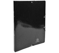 Exacompta - 54891E - 1 Raccoglitore in Cartoncino Lustré Lucido 600 g/mq Iderama - Chiusura con Elastici Angolari - 2 Anelli Tondi 15 mm - F.to Esterno 25x32 cm per A4 - Colore Nero
