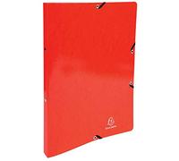 Exacompta - 54895E - 1 Raccoglitore in Cartoncino Lustré Lucido 600 g/mq Iderama - Chiusura con Elastici Angolari - 2 Anelli Tondi 15 mm - F.to Esterno 25x32 cm per A4 - Colore Rosso