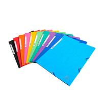 EXACOMPTA - 55500E - Cartellina con elastico - cartoncino Lustrè - 3 lembi - 400 gr - 24 x 32 cm - mix 10 colori brillanti - Exacompta - 71872 - Conf. da 50 Pz. - 55500E